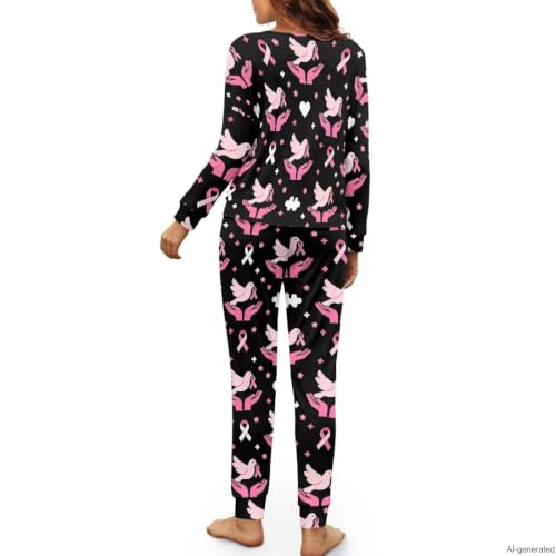Image of Womens Pajama Sets 2 Piece Pjs Lounge Sets Long Sleeve Sleepwear Crew Neck Pullover Top with Long Pants