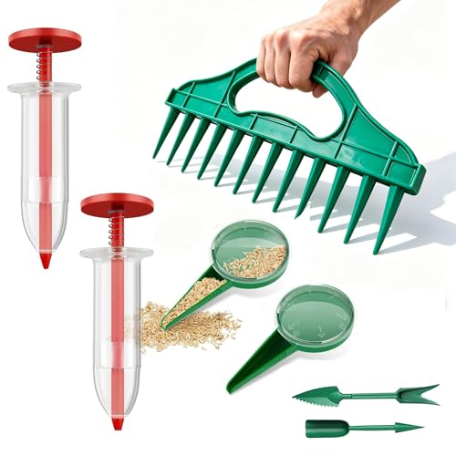 Gartenarbeit Pikierstab Aussaat Sämaschine 7 Set Aussaat Zubehör Garten pikierset Aussaathilfe Samen Seed Dispenser Einpflanzhilfe für Saatgut Gemüse und Blumen (7 Stück)