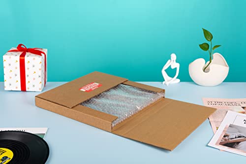 13" Kraft Vinyl Record Mailers 13 X 13 X 1 Inch Lp Mailing Corrugated Cardboard Boxes, Easy-Fold, Multi-Depth Album Shipping Boxes With Fragile Stickers, 25 Pack #TOP7