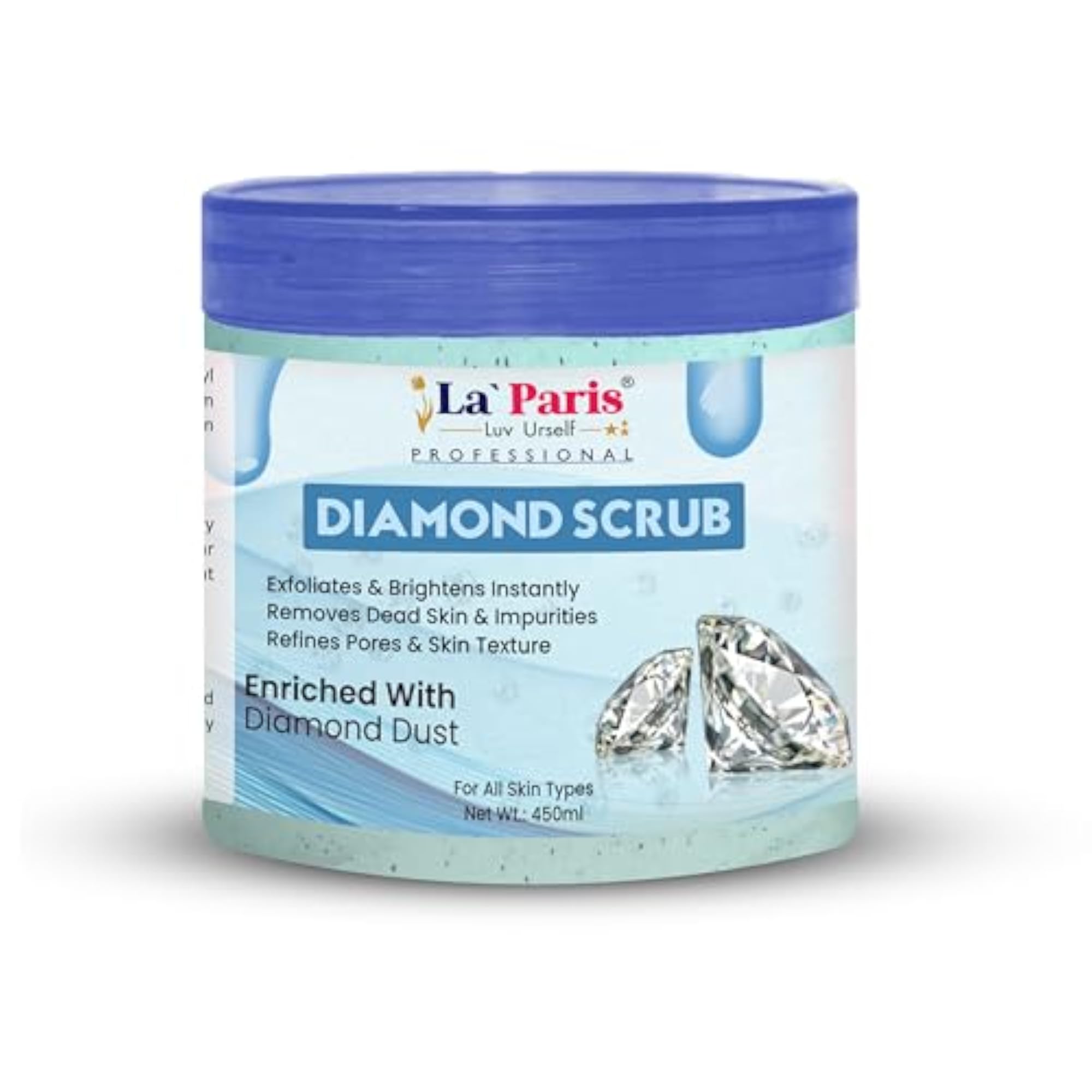 Diamond Face & Body Scrub for Spot Removal, Anti-Ageing & Brightening, 450ml