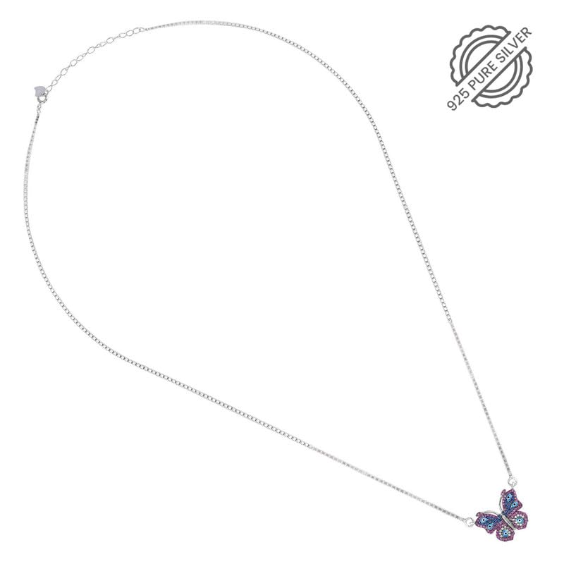 Image of Miss Highness 925 Sterling Pure Silver Pendants Necklace for Women & Girls, Butterfly Pendants, Minimal Jewellery with Authenticity Certificate, Birthday, Anniversary, Gift for Wife and Girlfriend