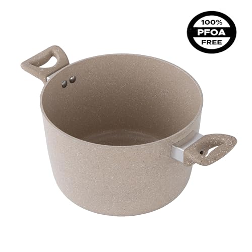 Lorren Home Trends 13-Piece Marble Coated Cookware Set, Beige, Non-Stick Pots and Pans with Glass Lids, Includes 8-12 Inch Frypans, Stock Pots, Sauce Pot, Casserole Pots - Image 4