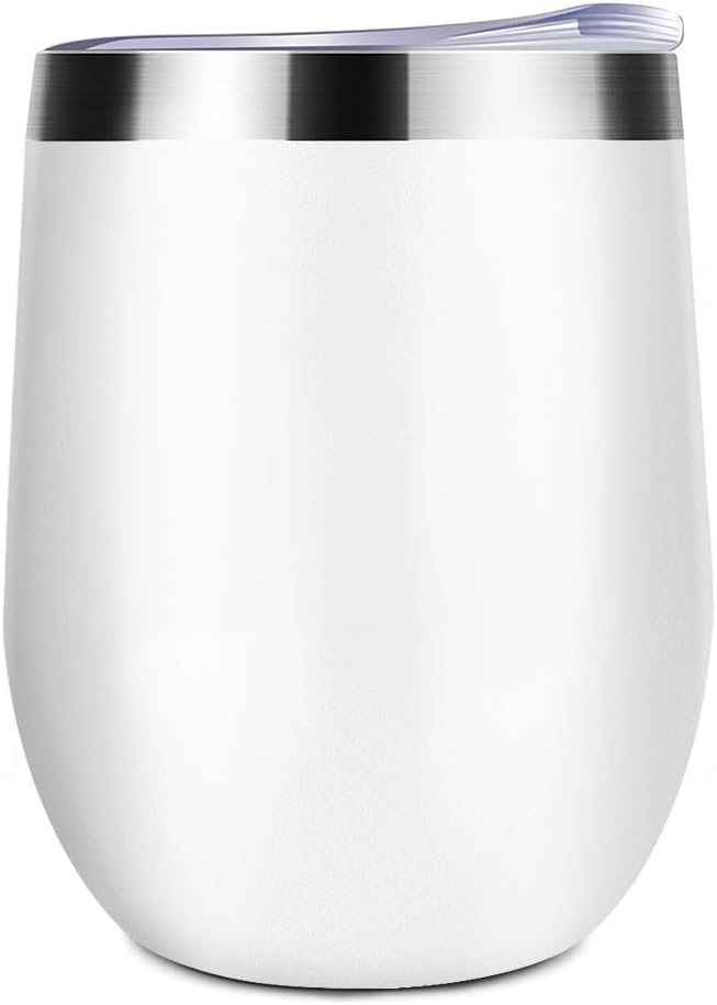 Personalized Custom Wine Tumblers Customized with Photo Text Name 12 oz Stainless Steel Travel Coffee Cup Christmas Birthday Gift for Him, Her, 1 PC, Blank White - Image 2