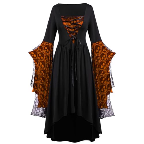 Halloween Kostüm Damen Große Größen Hexe Mittelalter Kleidung Damen Vampir Winter Unregelmäßig Korsettkleid Gothic Schulterfrei Viktorianisches...