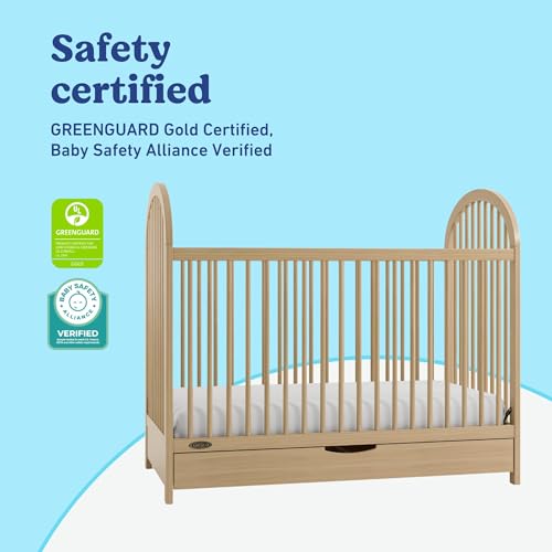 Image of Graco Olivia 3-in-1 Convertible Crib with Drawer - Converts from Baby Crib to Toddler Bed and Daybed, GREENGUARD Gold Certified, Baby Safety Alliance Verified, Easy Assembly (Driftwood)