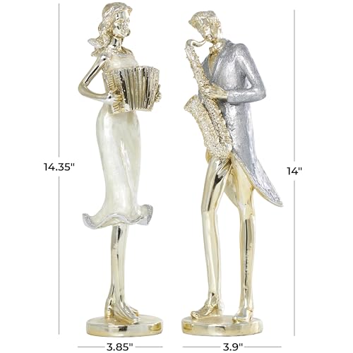 Figura Decorativa Musico de Resina Dorada Set 2 miniatura 6