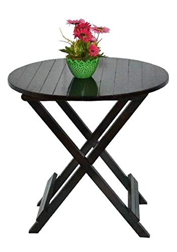 Image of MAMTA Decoration Coffee Table Patio Garden and Outdoor Furniture Round Top Folding Table - Black, Design 4, Standard (MD-TB-02-BK)