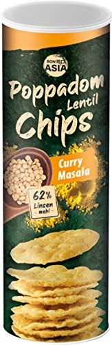 Bonasia Chips Poppadom Curry Masala, Elaborados con Harina de Lentejas 70 g