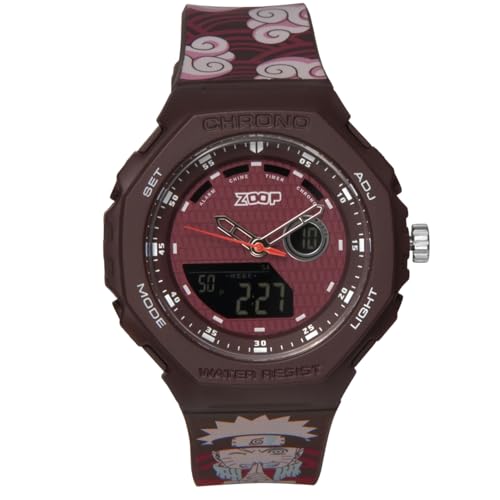 Zoop Naruto Ana-Digi Watch with Maroon Case and Maroon Multi Color Strap for Boys Girls Kids and Anime Lovers, from House of Titan - 16053PP03