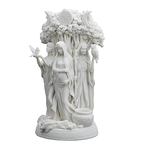 Estatua de resina triple diosa celta 10.5 pulgadas blanca miniatura 3