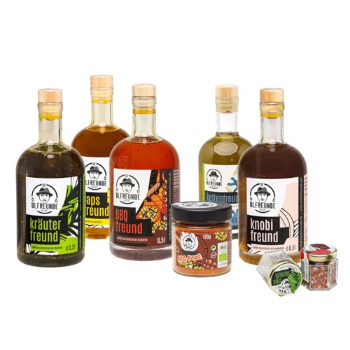 DIE ÖLFREUNDE BBQ Box für Grillmeister | schönes BBQ Geschenkset | erlesene Öle und Gewürze...