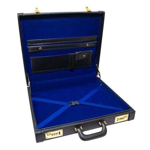 Premium Masonic Regalia Grand Apron Hard Case Briefcase, Black Leather – Freemason Bags & Cases