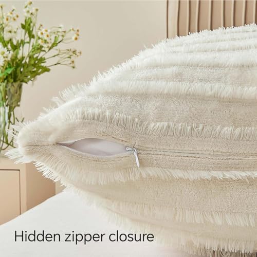 Image of BEDELITE Velvet Pillow Covers with Zipper, Boho-Beige, 26x26 Inches, 2 Pack