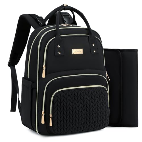 Image of Diaper Bag Backpack - Large Multi functional, Boys, Girls & Baby Travel Essentials Tote with Changing Pad, Insulated Pockets, Stroller Straps, Waterproof - Baby Backpack for Mom & Maternity (Black)