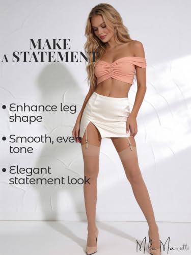 Image of Mila Marutti Sheer Thigh High Stockings for Garter Belts | 20 Denier Lingerie Stockings | Garter Set Nylons Multiple Colors
