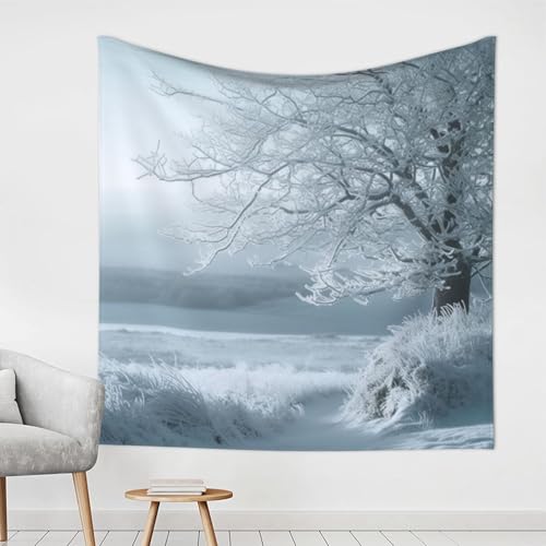 LHDGBWC Tapiz de árbol esmerilado y nieve para dormitorio, decoración de pared, tapices estéticos, 60 x 40 pulgadas, decoración de pared, pósteres, tapiz bohemio para sala de estar, dormitorio
