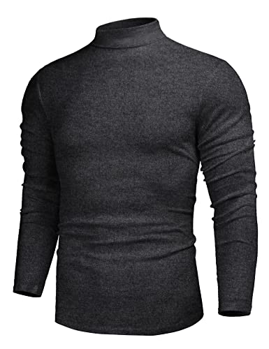 Image of Poriff Men's Casual Slim Fit Basic Tops Knitted Thermal Turtleneck Pullover Sweater