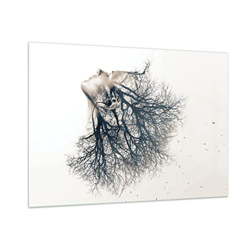 Bilder auf glas - Einteilig - Mädchen Baum Grafik - 100x70cm - Glasbilder - Wandbilder - Bilder - zum Aufhängen bereit - Wanddekoration aus Glas - Glas Bilder - Wandbild auf Glas - GAA100x70-4354 Cover