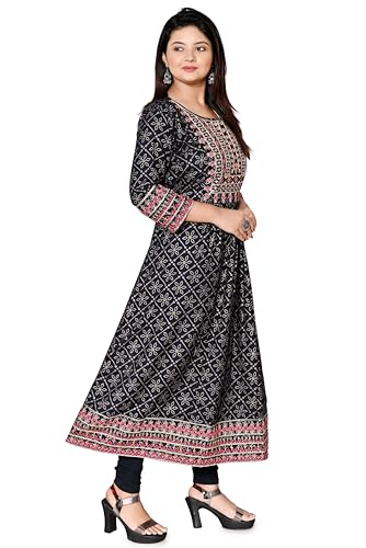 Image of Rayon Casual Ethnic Round Neck Embroidered Kurta for Women and Girls (310)