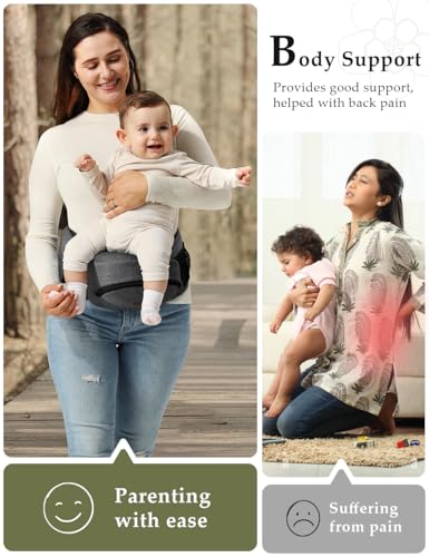 besrey Baby Hip Carrier, Adjustable Waist Belt Carrier, Ergonomic M Position Baby Hip Seat Carrie, Up to 44lb, Easy Fold Up, Infant Hipseat with Fanny Pack - Thumbnail 5