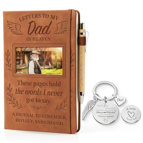 Journal de deuil pour papa avec fente photo et porte-clés ange