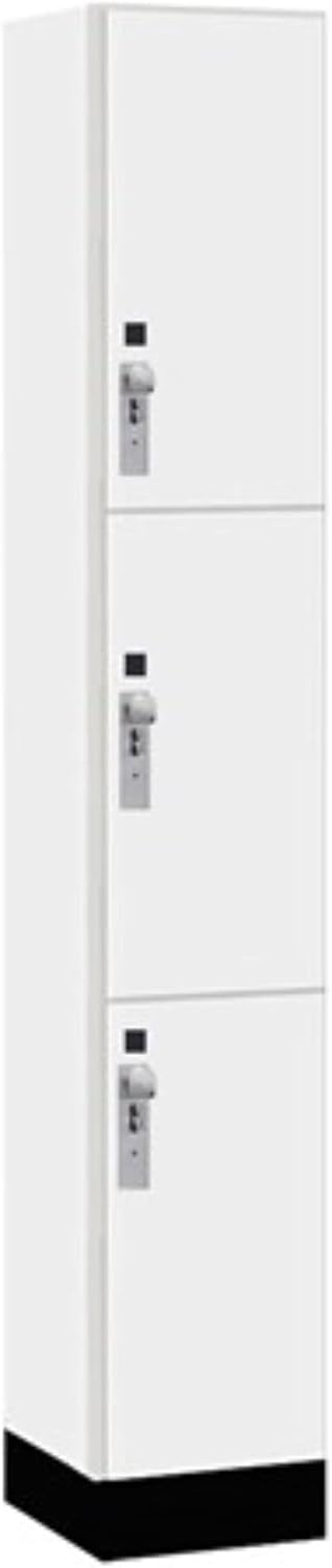 Salsbury 12" Wide Premier Wood Locker-Triple Tier-1 Wide-6 Feet High-15 Deep-Arctic White-Silver Hasps