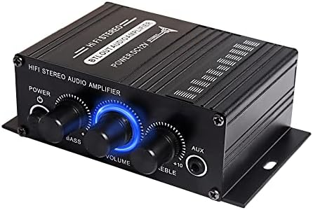 XMSJSIY 12V HiFi Stereo Audio Amplifier for Car 2 Channel HiFi Bass Audio Subwoofer Amp for Cars CD DVD MP3 Player Speakers…