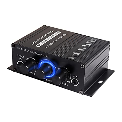 XMSJSIY 12V HiFi Stereo Audio Amplifier for Car 2 Channel HiFi Bass Audio Subwoofer Amp for Cars CD...
