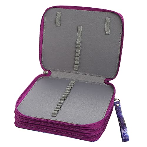 Image of 72 Slots Pencil Case Organizer w /Removal Handle Strap | 3-Layer Zipped Pencils Box Large for Colored Pencils Watercolor Pencils for Office and Travel for Artist