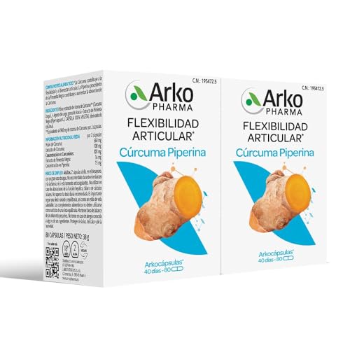 Arkopharma Arkocápsulas Cúrcuma Bio 160 Cápsulas Pack X2, Con Extractos De Pimienta Negra, Flexibilidad Articular, Actividad Antiinflamatoria, Dolores En Articulaciones