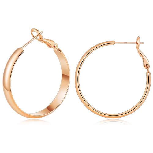 Image of Gacimy Gold Hoop Earrings for Women with 925 Sterling Silver Post | Hypoallergenic Lightweight Thick Hoops Earrings for Women Trendy Jewelry Gift