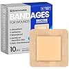 Large Waterproof Bandages 3"x3" Silicone Foam Dressing for Sensitive Skin Wound Care, Adhesive Cohesive Pad with Border for First Aid, 10 PCS, Post Surgical and Trauma Care, Sore, Burn, Pressure