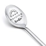 Siopue Auntie Aunt Gifts for Women Girls Aunty Spoon for Aunt Auntie Christmas Birthday Gift from Niece Nephew Good Morning Auntie Engraved Spoon Gifts for Aunt Aunty Tea Coffee Lover Gift Idea