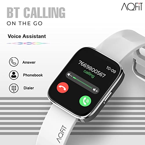 Image of AQFIT W9 Quad Bluetooth Calling Smartwatch For Men and Women| 1.69 inch Full Touch Screen HD Display with Voice Assistant |SpO2 , Heart Rate Monitoring | Up to 10 Days of Battery Life | IP67 Water Resistant | (Silver)