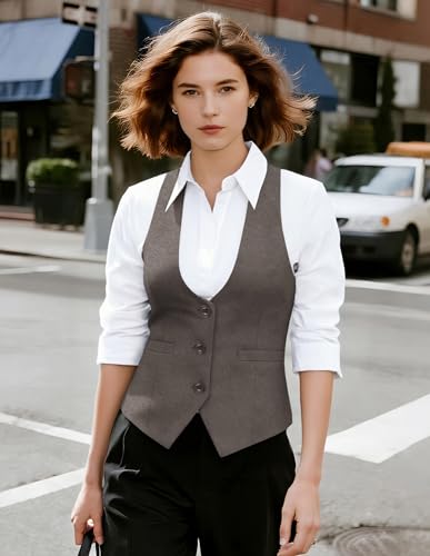 Image of GRACE KARIN Women's Suit Vest Top, Dressy Casual Sleeveless Button Waistcoat, Fromal Steampunk Blazer for Work Office