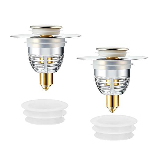 Mirorola Waschbeckenstöpsel Pop-Up 2 stück Drain Magic 2in1 Abflussstopfen mit integriertem Haarsieb 3242mm Universeller Waschbeckenstöpsel mit Sieb für Aufsatzwaschbecken Küchenspüle Badewanne
