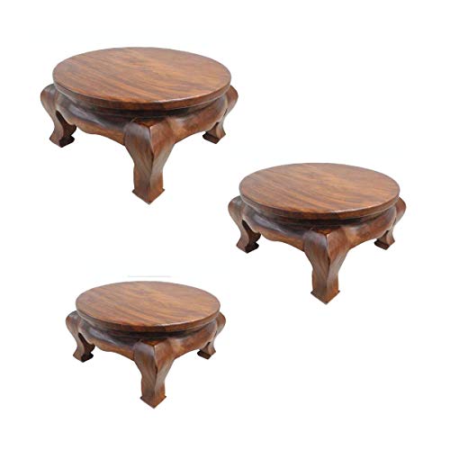 Oriental Galerie Opiumtisch Tisch Beistelltisch Massiv Holz Couchtisch Rund Natur Thailand, Farbe:Hell Braun, Größe:40cm Ø. 21cm - ca. 5Kg Cover