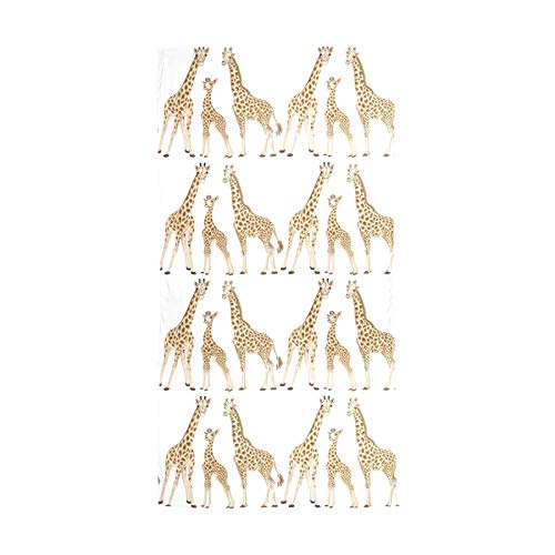 Brown Adult Giraffe and Baby Giraffe Family On White Women Long Silk Scarf, Shawl Chiffon Large Stole Headscarf, Lightweight Sunscreen Satin Scarves Wraps for Wedding Party Gift2