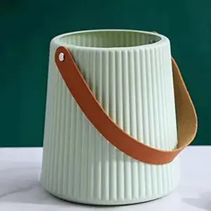 SATYAM KRAFT 1 Piece Big Size Unbreakable Plastic Vase for Flower,Gift, Home Decor, Bedroom, Office D cor Item, Nordic Design, Decoration and Craft, Diwali (Light Green) 7 Inch