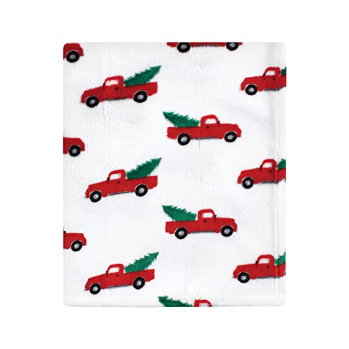 Image of Hudson Baby Unisex Baby Silky Plush and Coral Fleece Blanket, Christmas Tree Truck, 30x36 inches