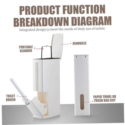 Bote de basura para baño estrecho rectangular con forro y escurridor 4