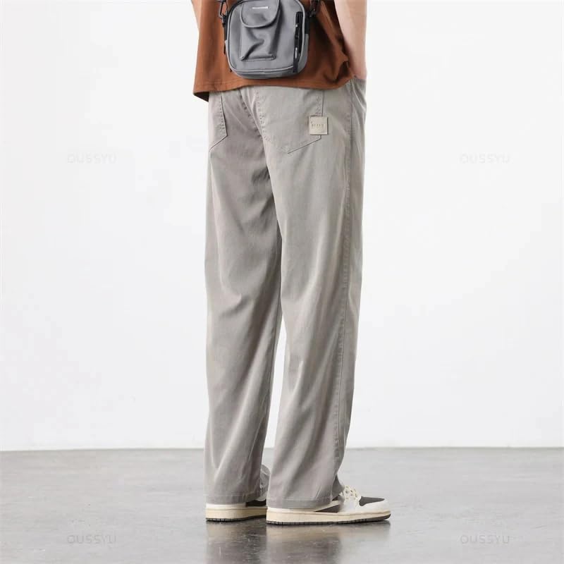 Summer Streetwear Men Stretch Loose Drawstring Elastic Waist Pants Jogger Sports Casual Long Trousers Male4