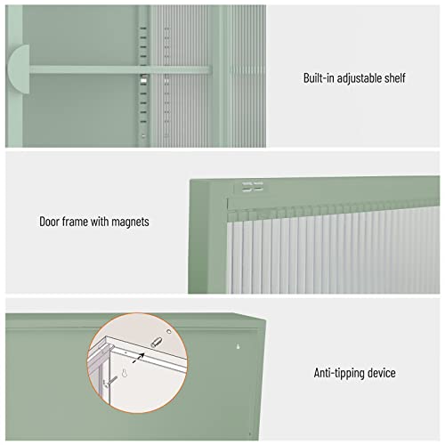 Ikayaa Glass Sideboard Buffet Cabinet With 2 Doors And Adjustable Shelves Accent Storage Cabinet Kitchen Cupboard Console Table Or Living Room, Dining Room, Bedroom,Office,Hallway #TOP4