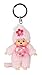 Sekiguchi 242467-Original Monchhichi Fille Cerisier, en Peluche Rose, avec Bavoir et Tresse avec Fleurs, Porte-clés, env. 10 cm, 242467, Rosa
