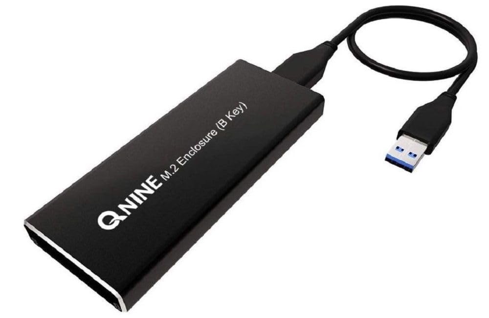 QNINE M.2 Enclosure, M2 SATA SSD (B Key) to USB 3.0 External Case