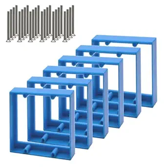 1/2” Double Gang Receptacle Outlet Box Extenders,Include 24Screws(6-32 x 1.25),Blue Electrical Outlet Extender for Electrical Outlet Box & Electrical Outlet Switches,6Pack