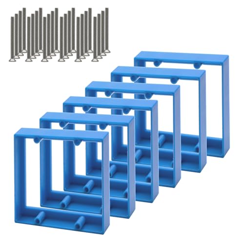1/2” Double Gang Receptacle Outlet Box Extenders,Include 24Screws(6-32 x 1.25),Blue Electrical Outlet Extender for Electrical Outlet Box & Electrical Outlet Switches,6Pack
