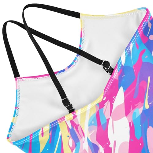 Camouflage Pattern Trendy Style Kids Girls 1-Piece Swimsuit Beach Swimming Suits Adjustable Strap Quick-Dry4