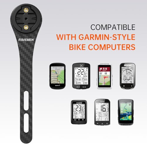 Ravemen Integrated Handlebars Out Front Mount Compatible with Garmin Cycling GPS Computer, Carbon Fiber Road Bike Mount Compatible with Action Camera, Hammerhead Karoo, COOSPO, iGPSPORT