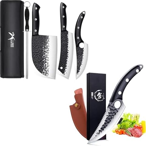 Golden Bird Butcher Knife Set - Cleaver Vinking Knife & Japanese Chef Knife for Home, Outdoor, Gifts for Birthday Cover